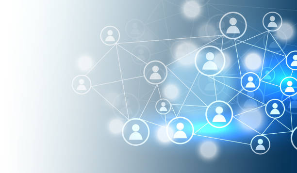 social network connection concept blue background social network connection concept blue background networking stock illustrations