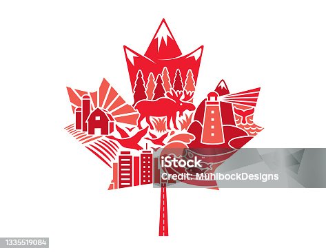 istock Canadian Maple Leaf Mosaic Collage Illustration 1335519084