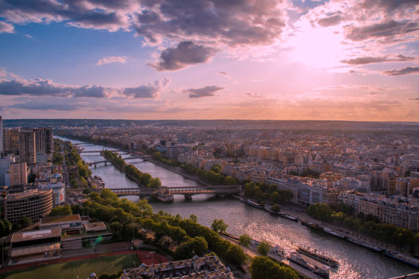 istock Sunset Over the Seine from the Eiffel Tower 1335522837