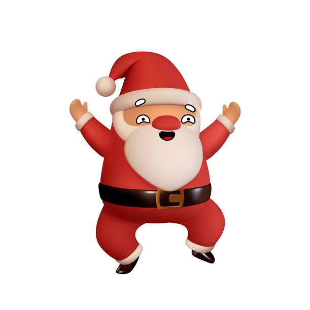istock Surprised Santa Claus in red clothes is welcomes. Realistic 3d character compatible doodle emoji elements on face. Isolated on white background for Xmas festive design. Vector illustration 1335535196