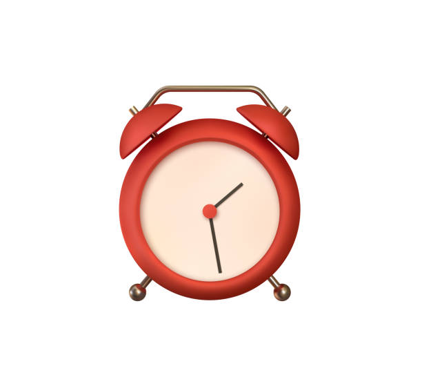 現実的なテーブルクロック。3d目覚まし時計。クラシックタイマー時間。白い背景に隔離されています。ベクトルの図 - clock vector checking the time red点のイラスト素材／クリップアート素材／マンガ素材／アイコン素材