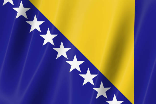 Bosnia and Herzegovina flag, 3d render,8K