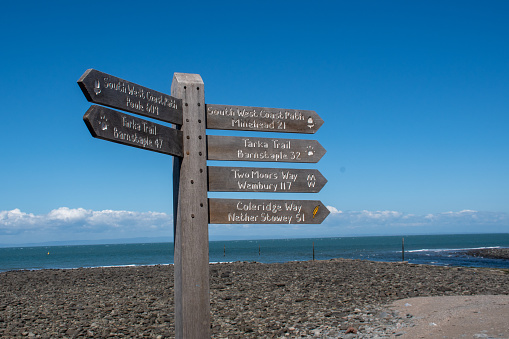 Wooden Signpost  for Coastal Walks in Devon