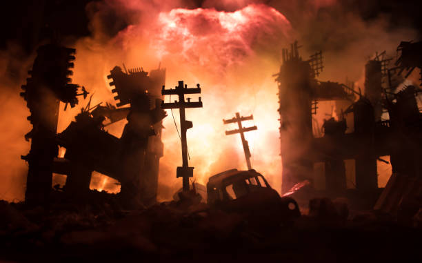 istock Nuclear war concept. Explosion of nuclear bomb. Creative artwork decoration in dark. 1335552277