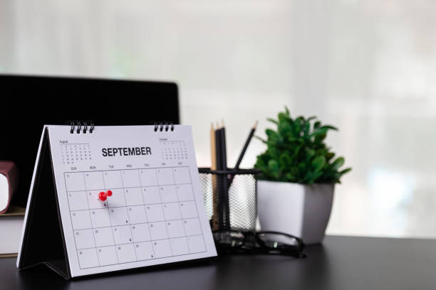 istock Calendar Event Planner is busy .calendar, clock to set timetable organize schedule, planning for business meeting or travel planning concept. 1335553300