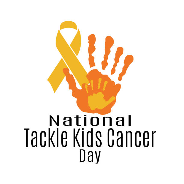 illustrazioni stock, clip art, cartoni animati e icone di tendenza di national tackle kids cancer day, poster medico o idea banner - patronize