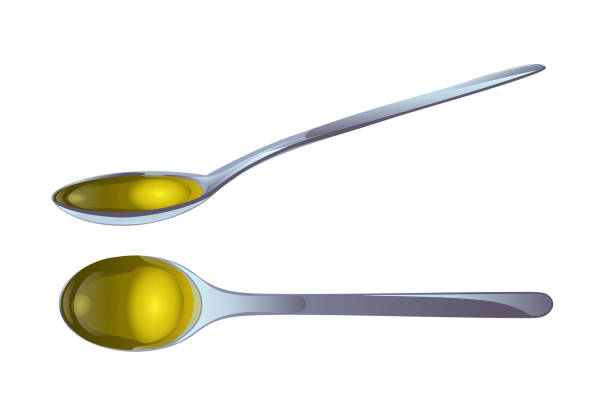 ilustrações de stock, clip art, desenhos animados e ícones de olive oil spoon - cooking oil olive oil nutritional supplement spoon