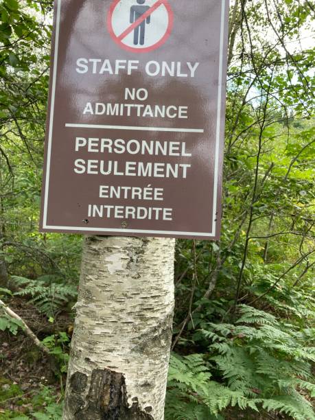 istock Staff only sign in woodland. 1335555986