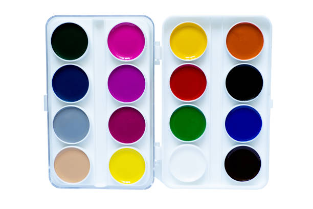 istock Multicolored paints isolated on a white background. School and art supplies 1335561721