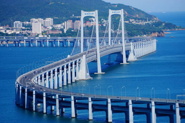 Xinghaiwan Bridge in Dalian Bridge connects the CBD and old district in Dalian shenyang stock pictures, royalty-free photos & images
