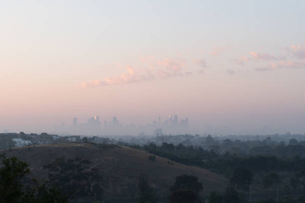 Downtown Los Angeles covered in a layer of smog.