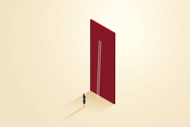 istock Obstacles to career growth of a business woman. 1335564170