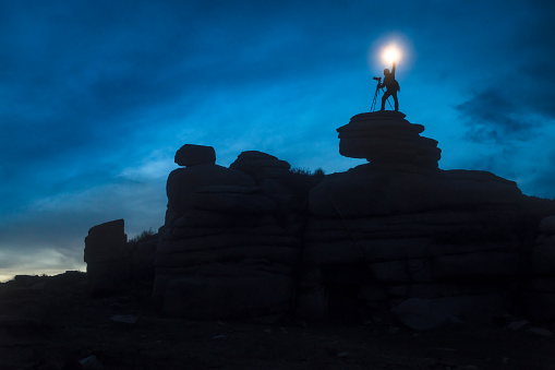 Silhouette of Photographer at Night