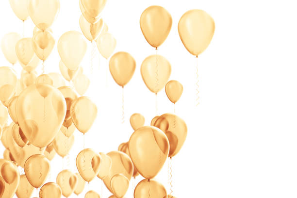 Balloons flying to sky, 3d render.