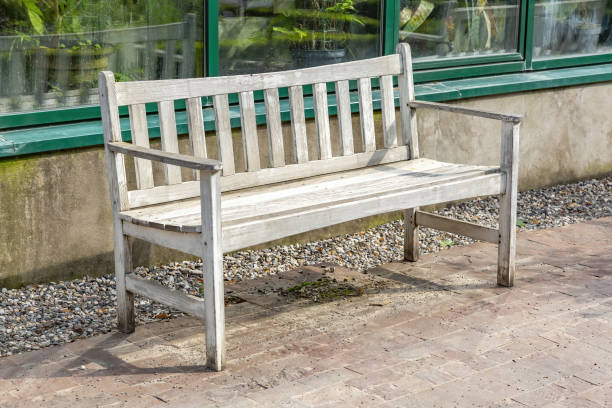istock Comfortable wooden bench in the city park 1335566267