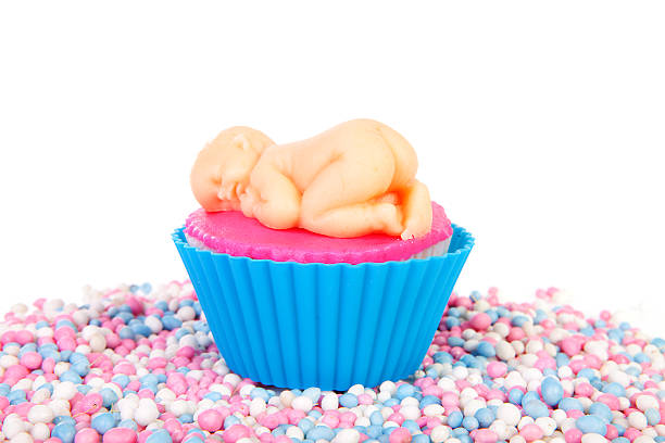 Birth cupcake with marzipan baby