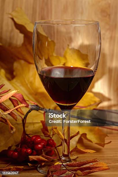 Wine And Leaves Stock Photo - Download Image Now - Alcohol - Drink, Autumn, Berry Fruit