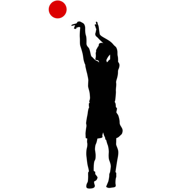 Silhouette of a basketball player on a white background vector art illustration