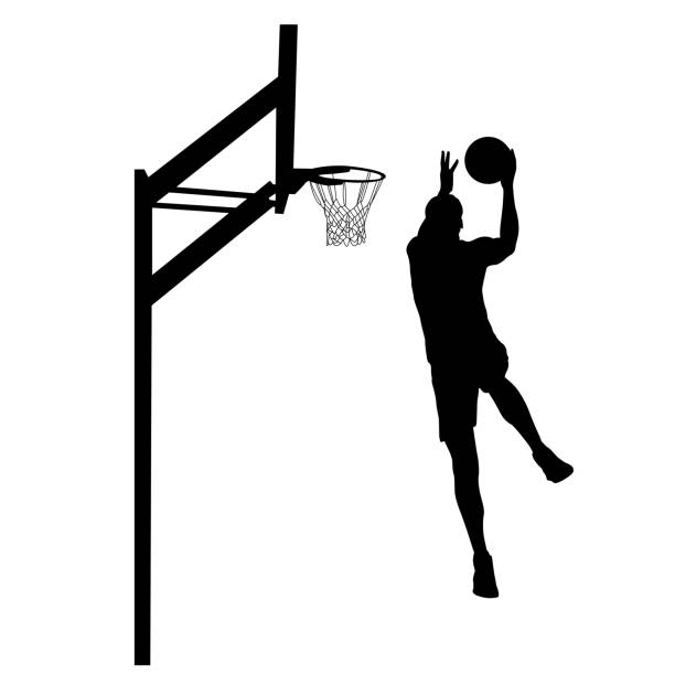 istock Silhouette of a basketball player on a white background 1335623226