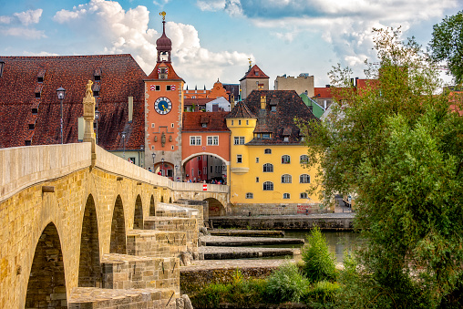 In the Old Town of Regensburg, Bavaria, Germany