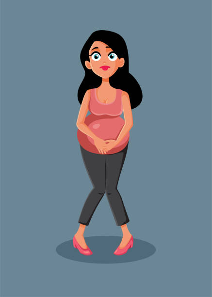 illustrations, cliparts, dessins animés et icônes de femme enceinte aux prises avec un problème de mictions fréquentes vector cartoon - urinating women bladder embarrassment