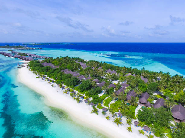 istock Nice white sand beach in Maldives India ocean 1335658302