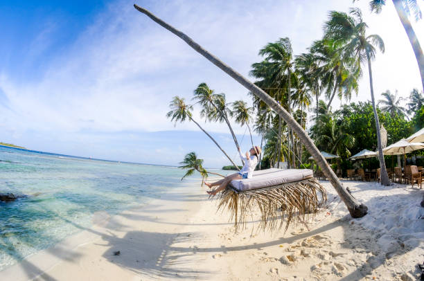 istock Nice white sand beach in Maldives India ocean 1335658324