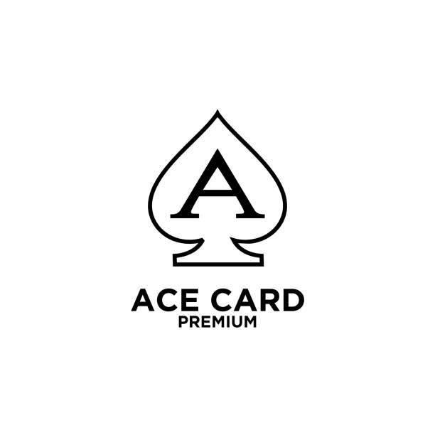 illustrations, cliparts, dessins animés et icônes de ace card black line vector design - euchre