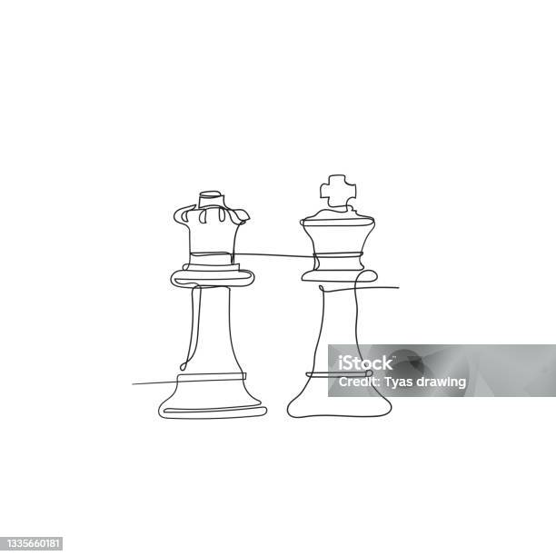 Chess Pieces Set Drawing Stock Illustration - Download Image Now - Chess,  Drawing - Art Product, Line Art - iStock