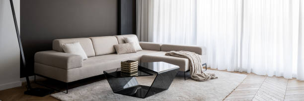 istock Elegant sofa in bright living room, panorama 1335661107