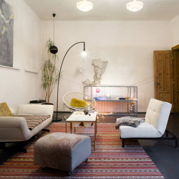 istock Eclectic living room with artistic decorations 1335661137