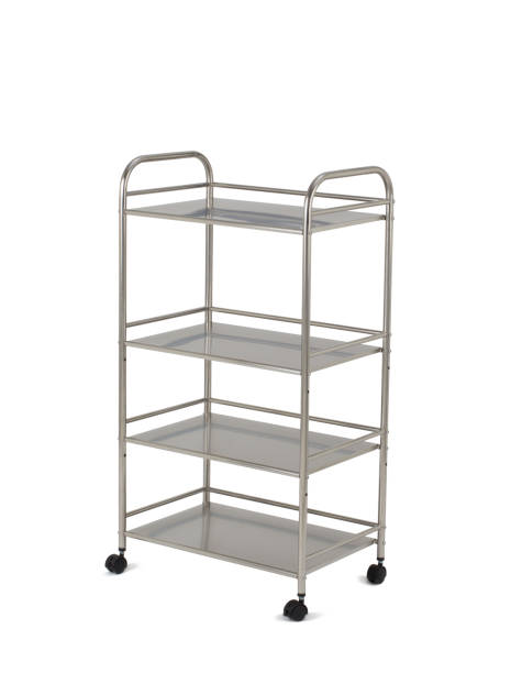 istock Stainless steel racks with wheels isolated on white 1335661167