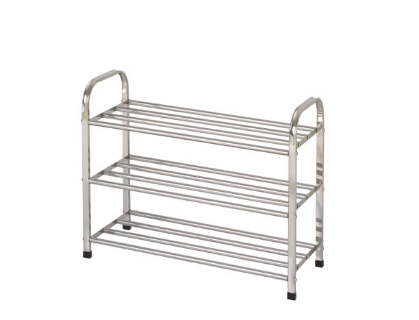 istock Empty stainless steel shoe racks isolated on white 1335661217
