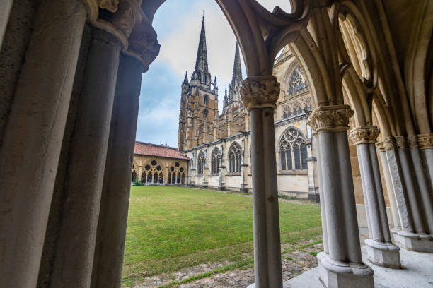 Cloister of Bayonne cathedral, Pyrénées-Atlantiques, Basque Country, France stock photo
