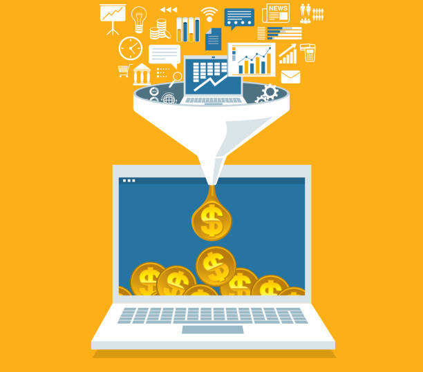 Sale marketing idea funnel Lead, Funnel, Fuel and Power Generation, Marketing, Sale recommendation engine stock illustrations