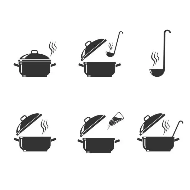 Vector illustration of Saucepan Icon Set Domestic Household Appliance Vector illustration Concept