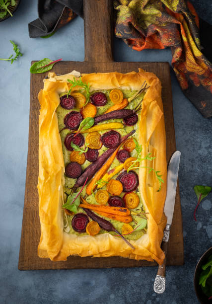 istock Carrot and Beet Tart with pesto and phyllo dough 1335673556