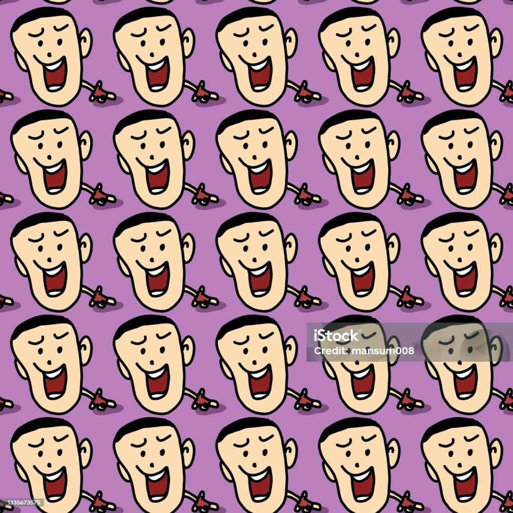 Cartoon Boy Pattern Seamless Pattern Of Cute Boy Cartoon Stock Illustration - Download ...