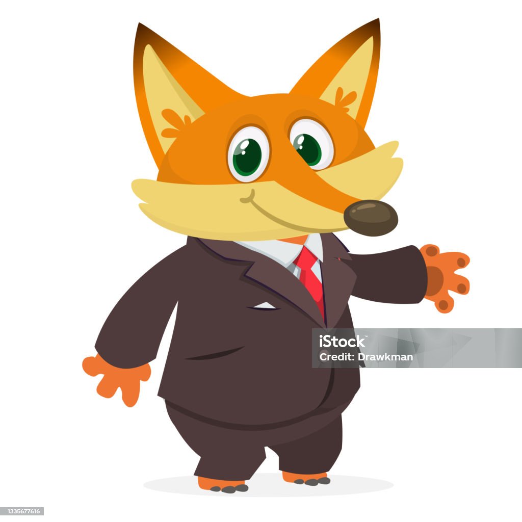 Cartoon Funny Fox Wearing Tuxedo Or Business Suit Vector Illustration  Isolated Stock Illustration - Download Image Now - iStock