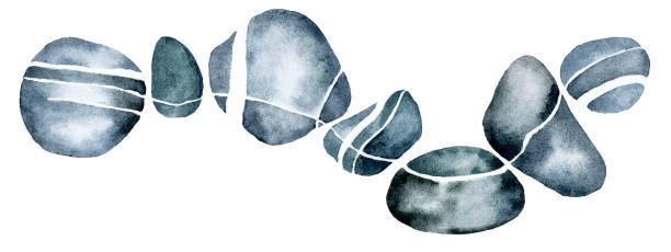 watercolor drawing. stones, river pebbles with white streaks, stripes. sea ​​stones of gray-blue color isolated on white background watercolor drawing. stones, river pebbles with white streaks, stripes. sea ​​stones of gray-blue color isolated on white background spirituality illustrations stock illustrations
