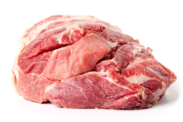 istock Fresh raw pork meat isolated on white background. 1335684153