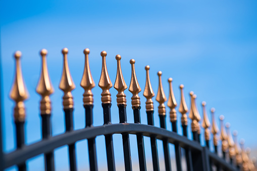 Metal fashion fence. Decorative wrought iron fence.