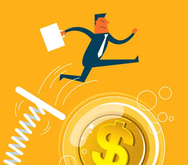 Vector illustration of Businessman jumping