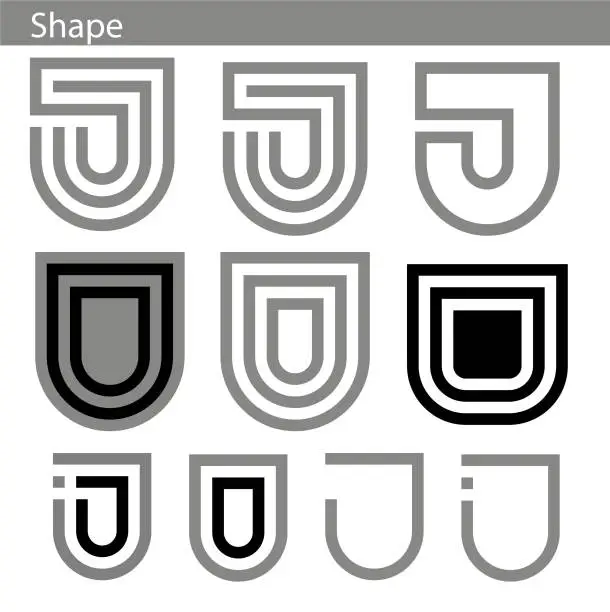 Vector illustration of Design of logo elements - Icona in the form of creative shield, alternatives, vector files