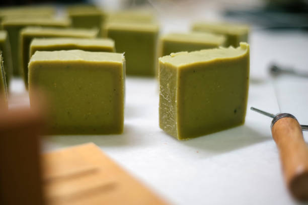 istock Groups of handmade soap arranging on table 1335689196