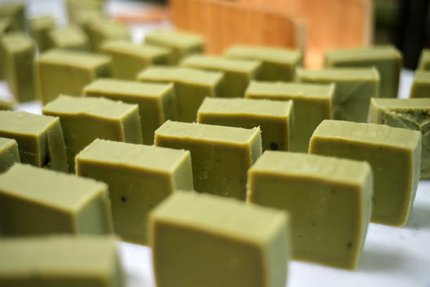 istock Groups of handmade soap arranging on table 1335689200
