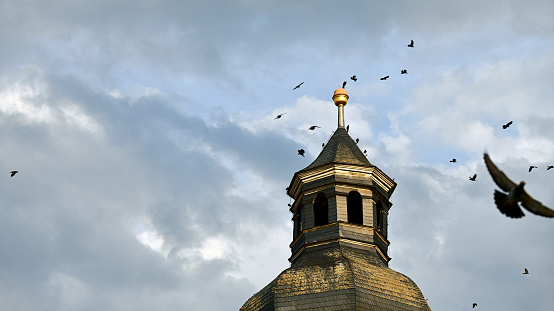 black ravens on a church spire