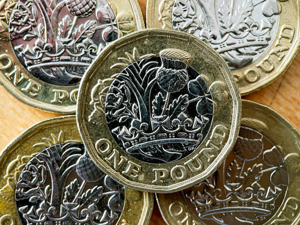istock Close up view of a British One Pound coin 1335697196