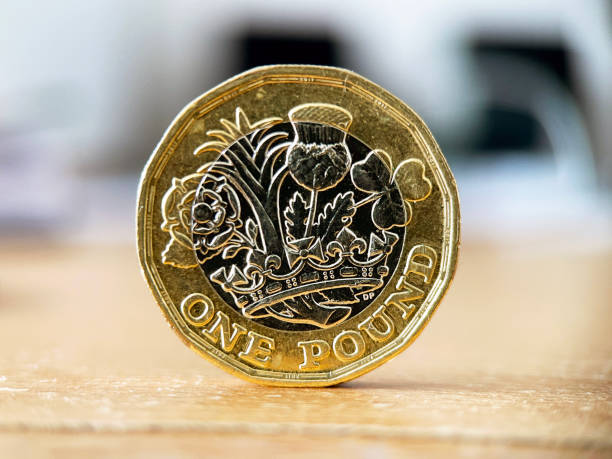 istock Close up view of a British One Pound coin 1335697199