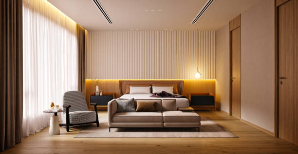istock 3d render of luxury hotel room 1335707599